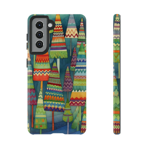 Knitted Christmas Trees - Impact Resistant Phone Case Samsung Galaxy S21 Glossy